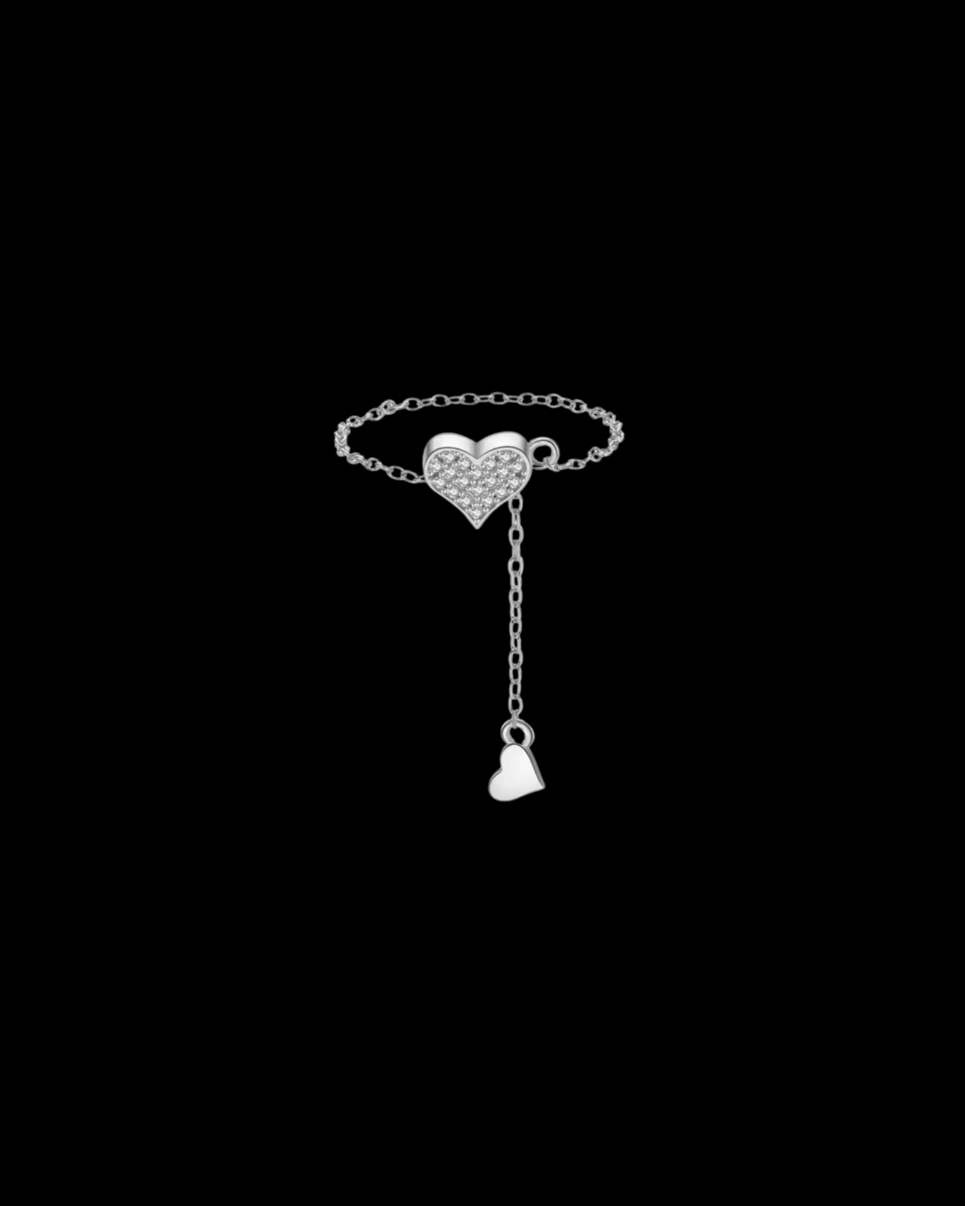Gelati's Heart Link Ring in VVS1 Moissanite & solid 925 Silver & 18 Vermeil Gold Inserts