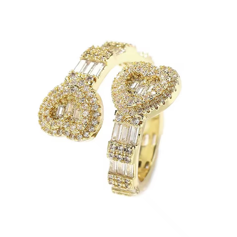 GELATI AMORE HEART BAGUETTE CB DIAMOND RESIZABLE RING |TITANIUM & 18K VERMEIL