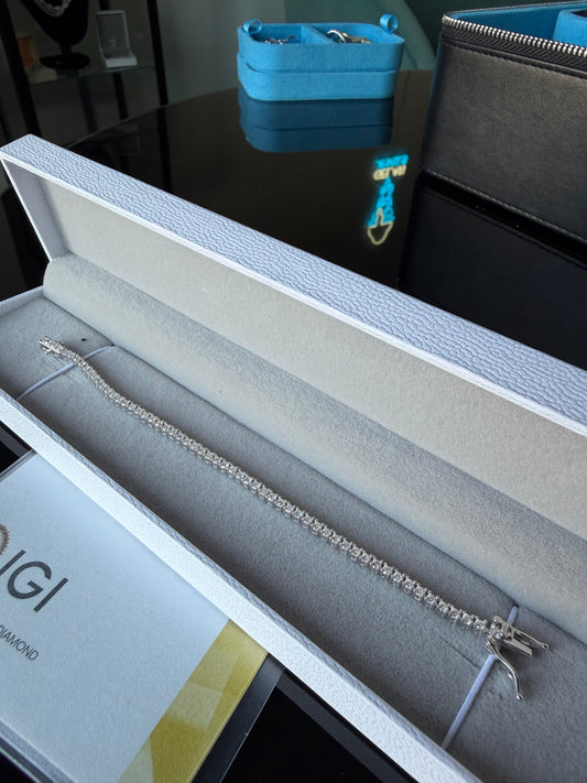 Gelati's Bespoke IGI Certified VS1 3EX Diamond 8 CtW Tennis Bracelet In 14K Vermeil Gold & 925 Sterling Silver 3,5MM