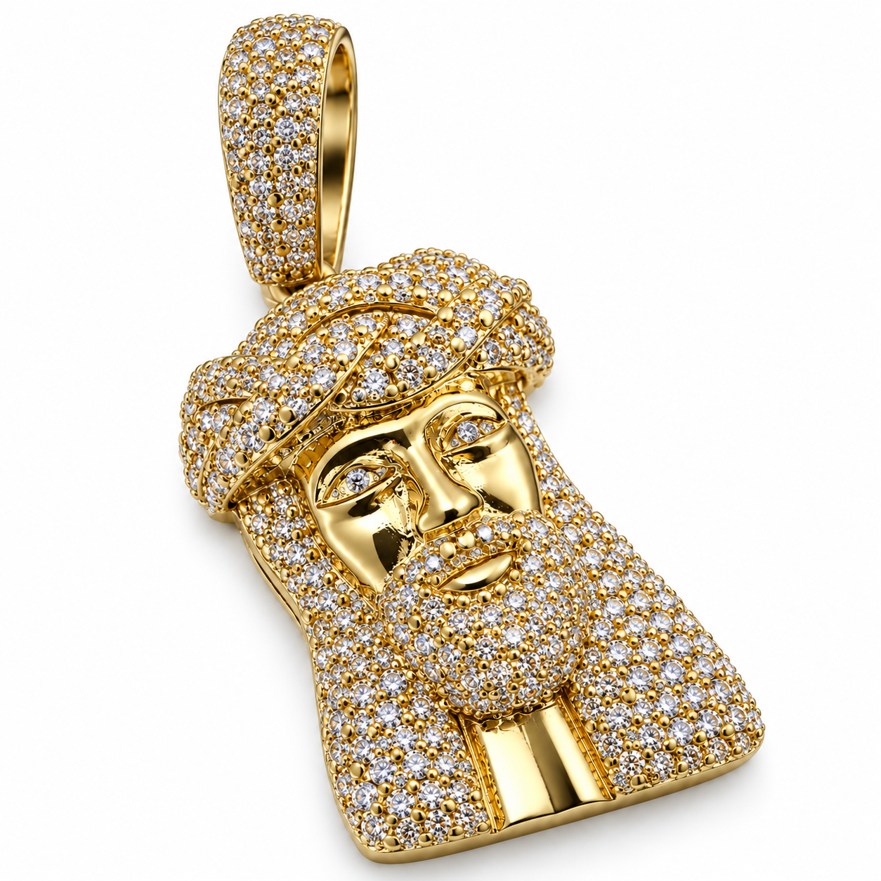 GELATI CLASSIC 925 SILVER JESUS PIECE |DVVS1 MOISSANITE DIAMOND PENDANT NECKLACE
