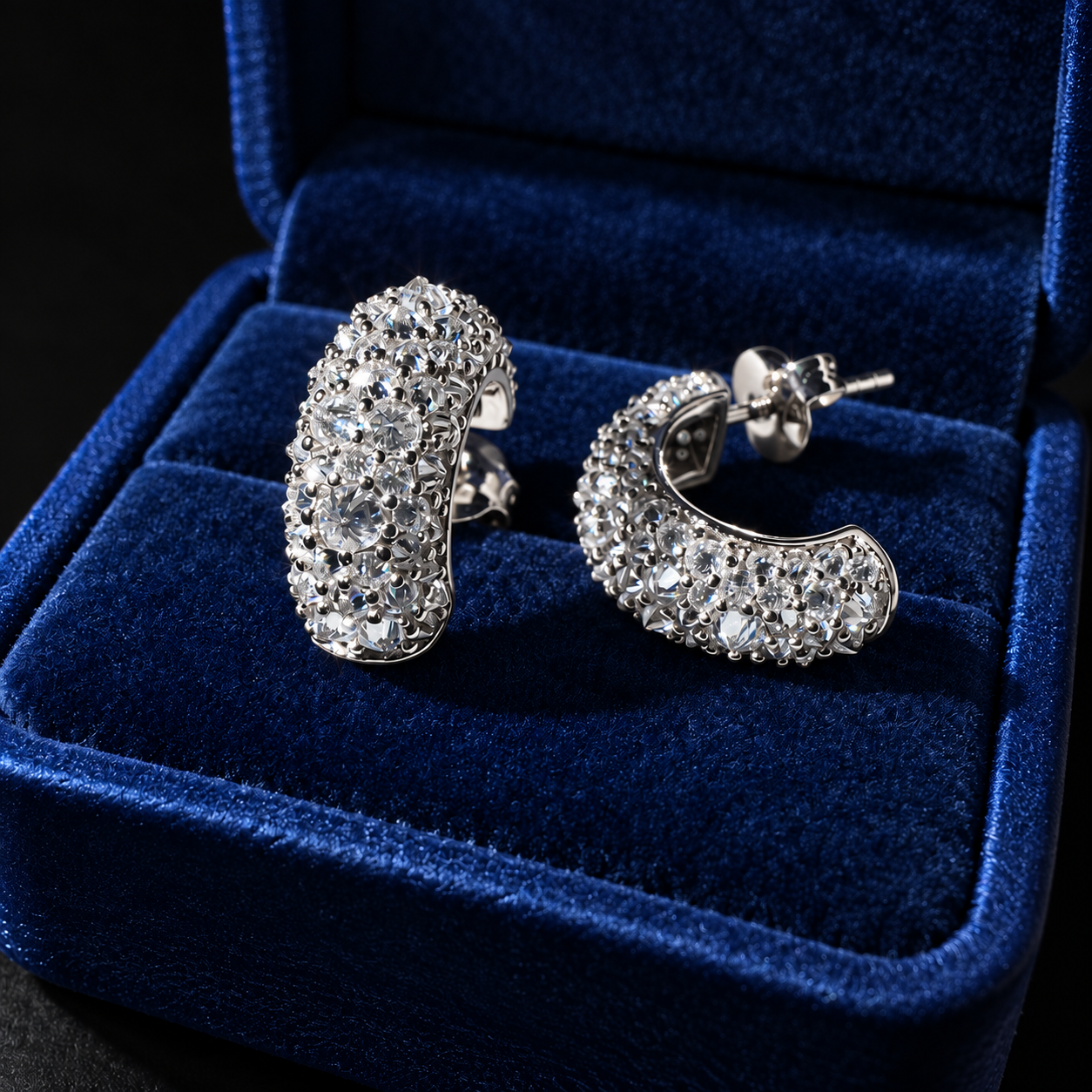 GELATI LIMITED | LOOP SPIKED DIAMONDS METEORIC EARRINGS - FL-IF LAB MOISSANITE DIAMONDS | 925 Sterling Silver | 18K Vermeil Gold