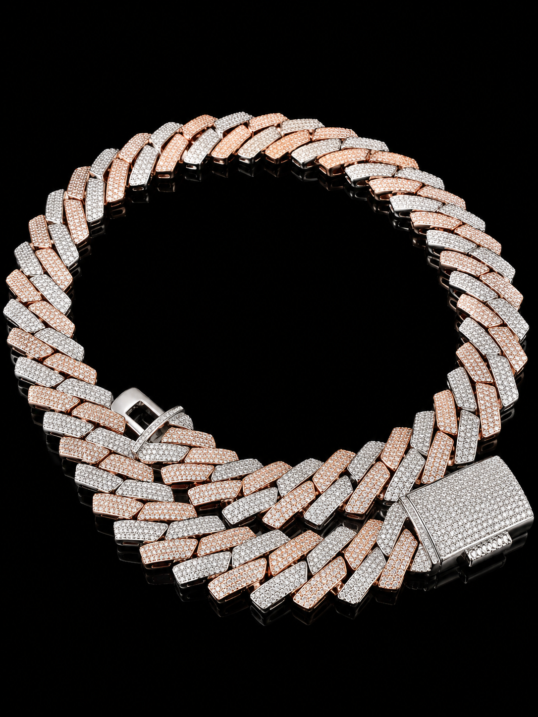 Colossus Two Tone Cuban Necklace – Carbon Diamonds, Titanium & 18K Vermeil (20MM)