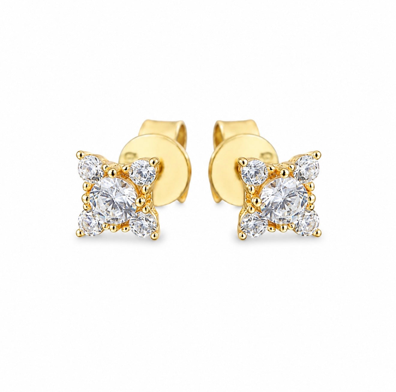 GELATI’S VVS1 STARLIGHT DIAMOND EARRINGS IN SOLID 925 STERLING SILVER & 18K VERMEIL GOLD INLAY