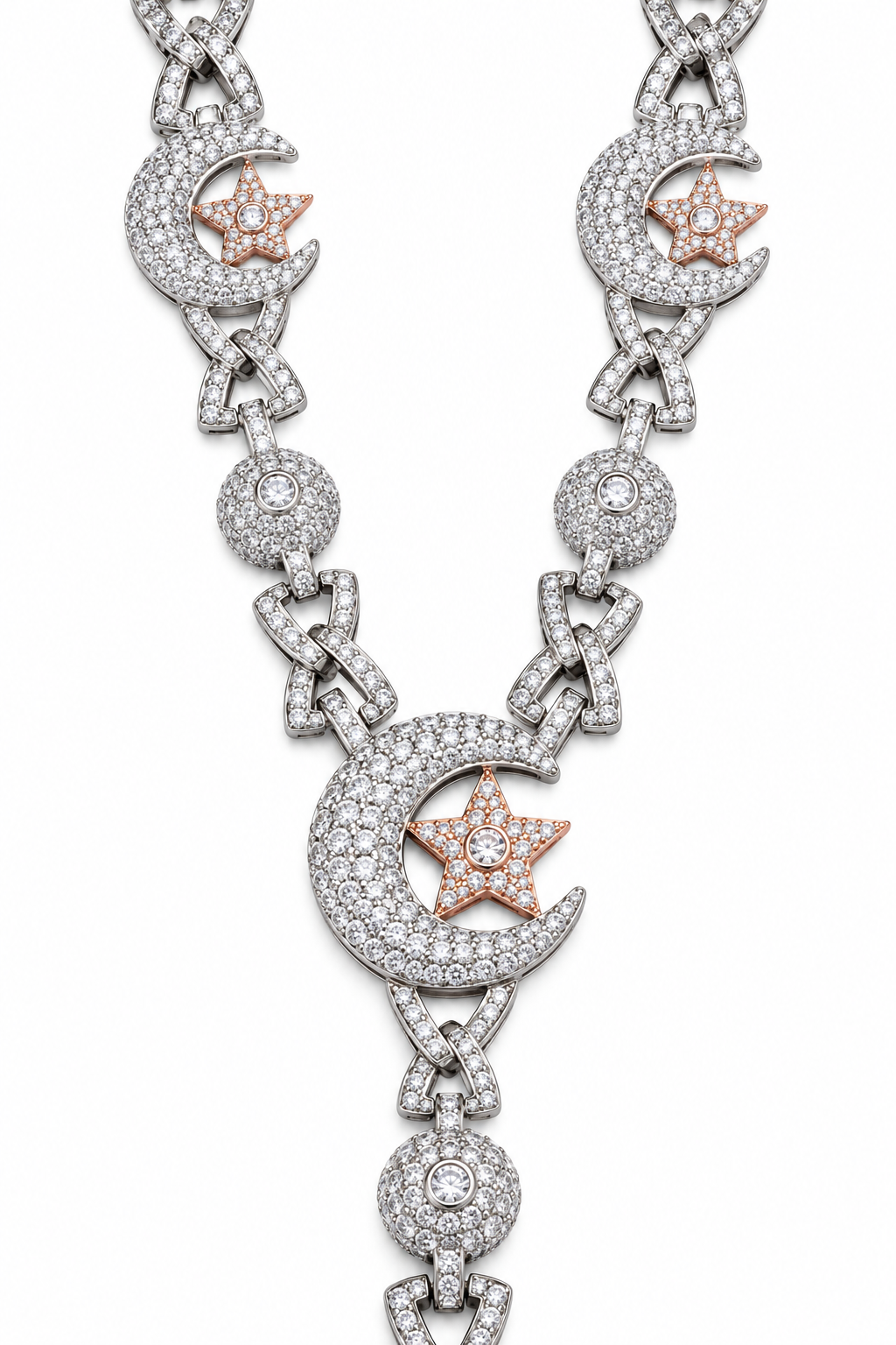 GELATI "CRESCENT MOON" TWO TONE DIAMOND BRACELET | VVS-1 Lab Moissanite Diamonds | 925 STERLING SILVER | 18K VERMEIL GOLD