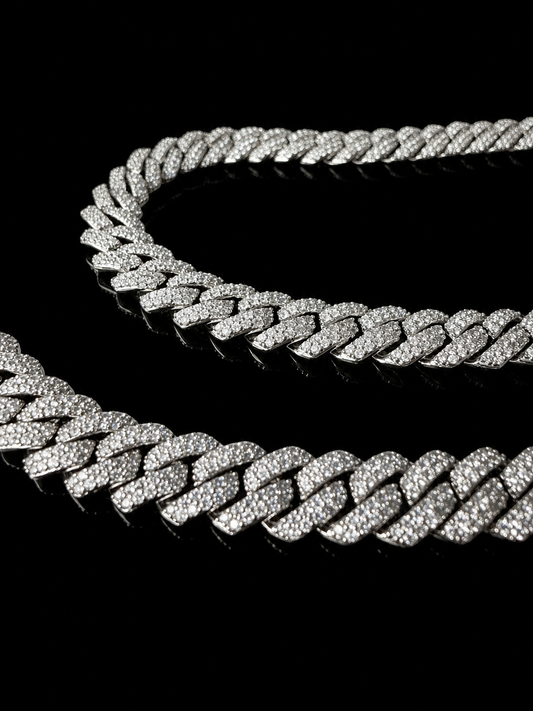 Glacier Miami Link Cuban Necklace – CB/DVVS1 Moissanite, Titanium & 18K Vermeil (10MM)