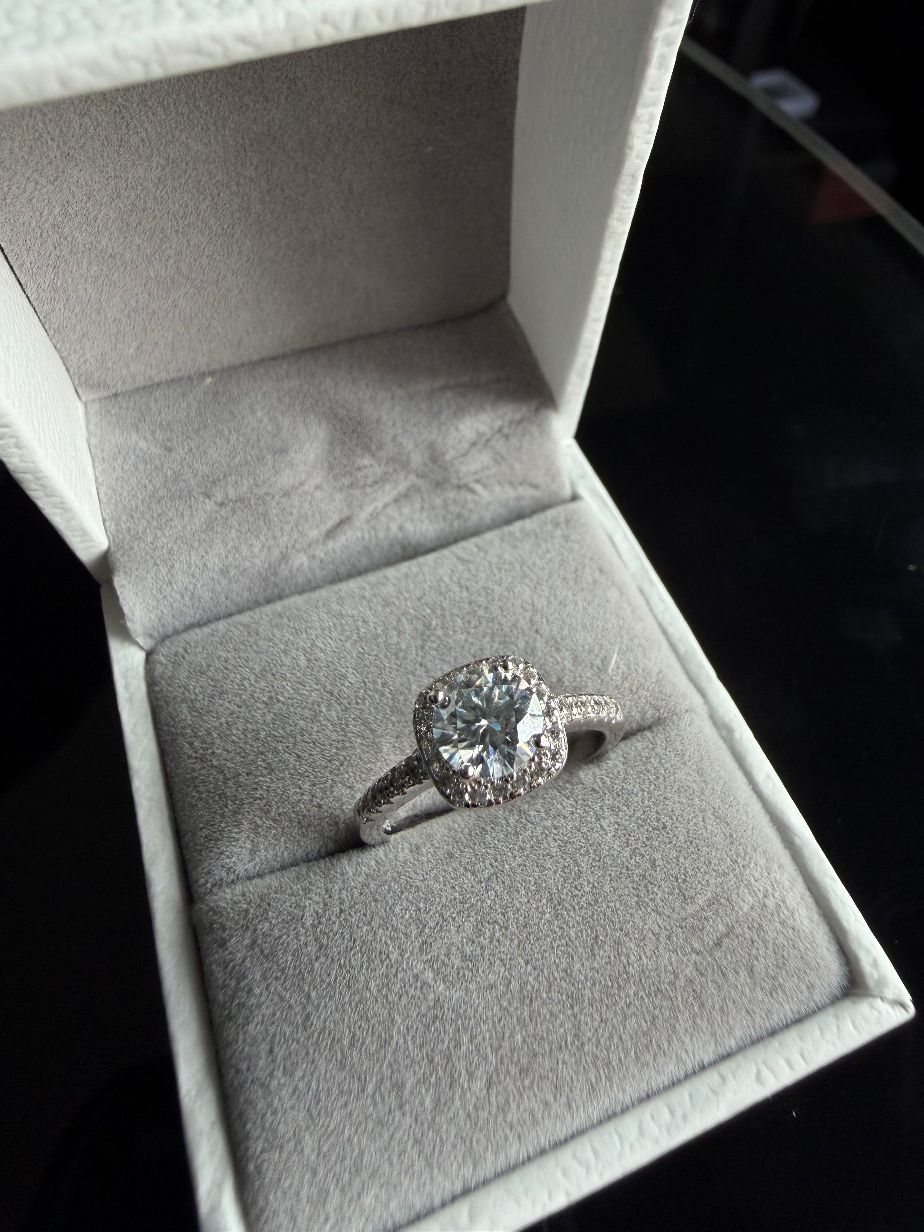 Gelati's Bespoke FL-IF Lab Moissanite Diamond 2CTW Halo Square Cut Ring in 925 Silver & 14K Vermeil Gold