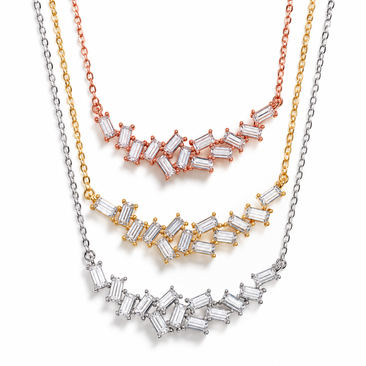 GELATI BESPOKE EMERALD CUT HERITAGE NECKLACE | FL-IF Moissanite | 925 Sterling Silver | 18K Vermeil Gold