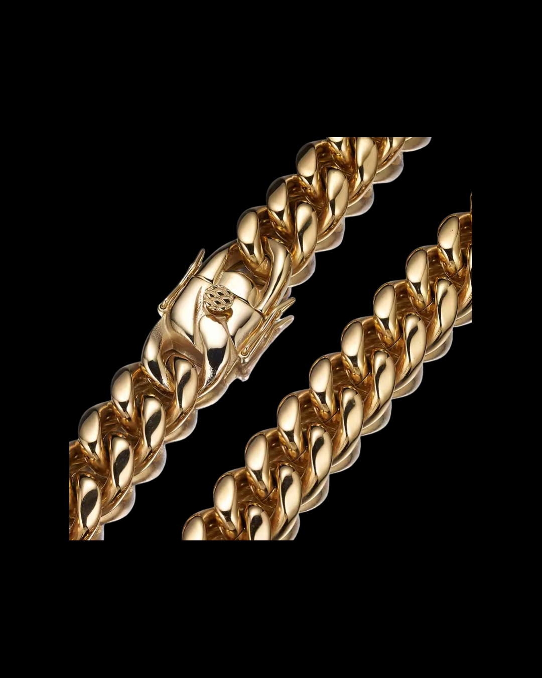 Gelati's 8MM Plain Lobster Lock 18k Vermeil Gold & Solid Titanium Miami Curb Cuban Chain