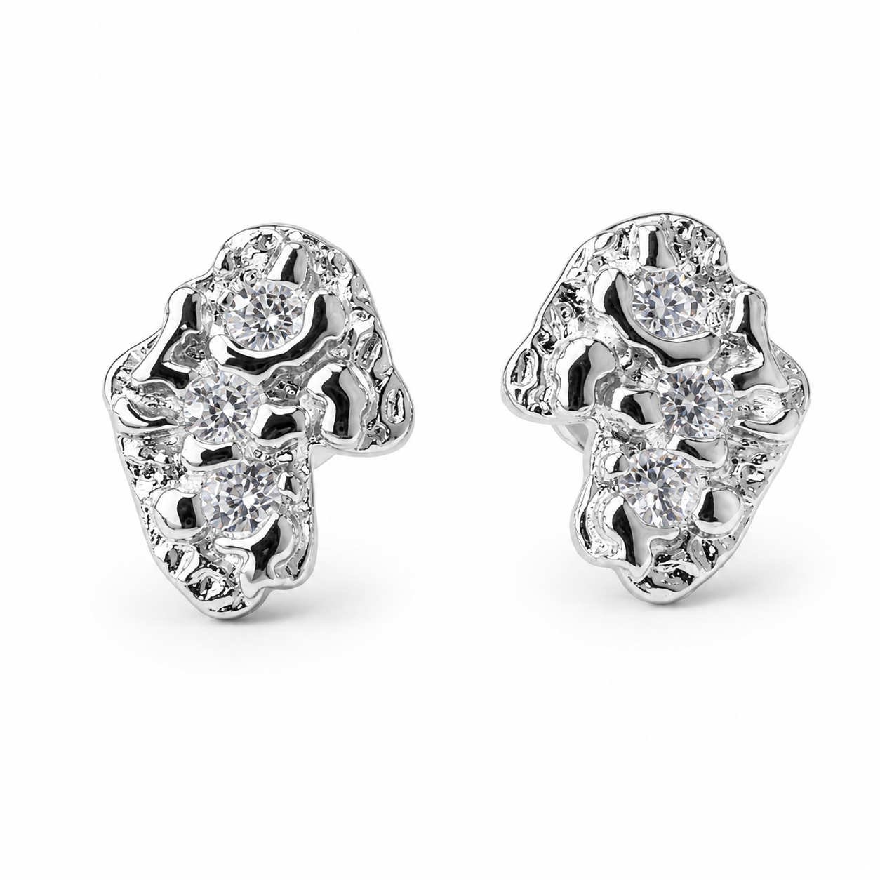 GELATI | VOLCANIC 18K VERMEIL GOLDEN NUGGET VVS1 D-COLOR  DIAMOND EARRINGS | 925 Silver
