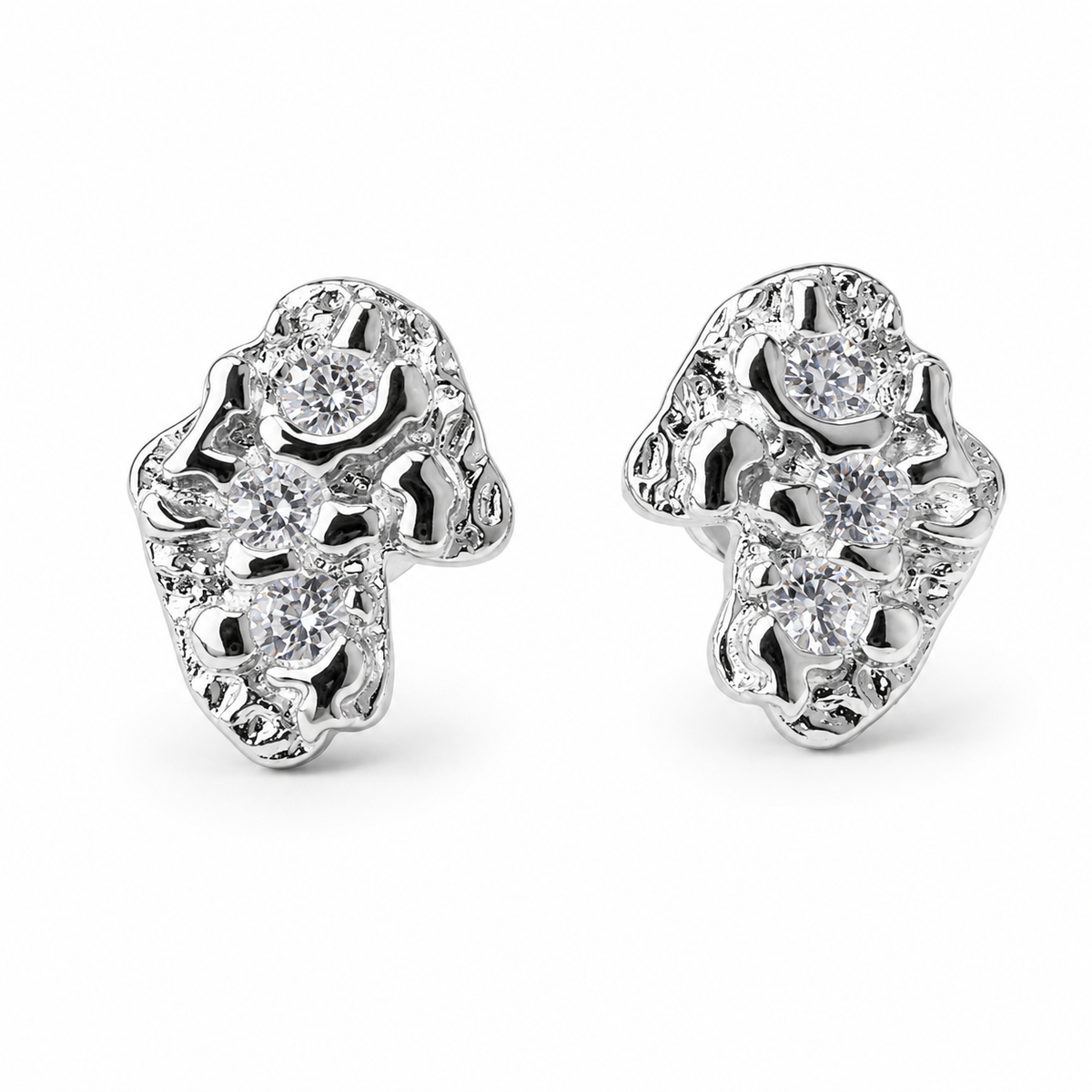GELATI | VOLCANIC 18K VERMEIL GOLDEN NUGGET VVS1 D-COLOR  DIAMOND EARRINGS | 925 Silver