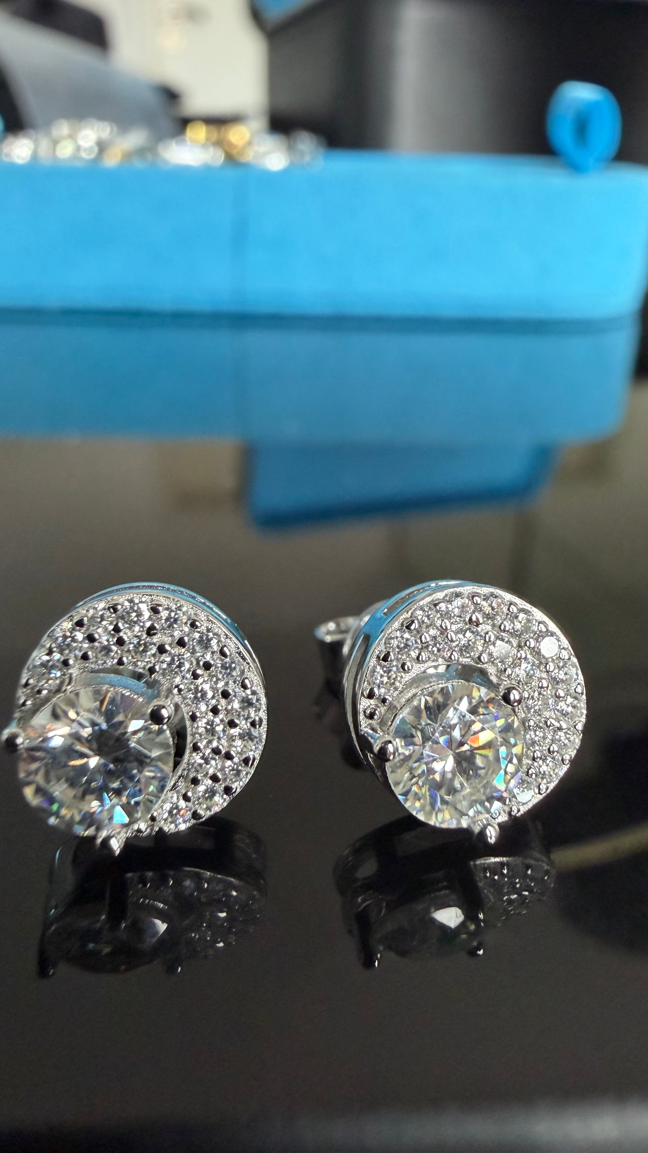 Half-Moon Earrings – FL-IF Moissanite, 925 Silver & 14K White Vermeil