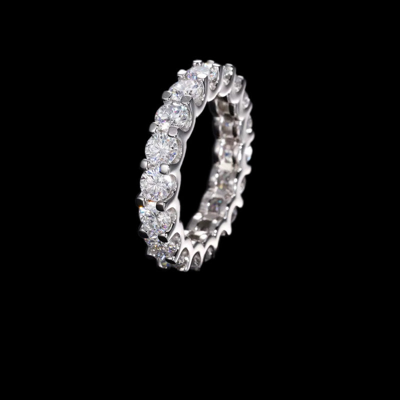 Gelati's Round Cut Eternity Diamond Ring in 925 Silver k& 18k Vermeil Gold