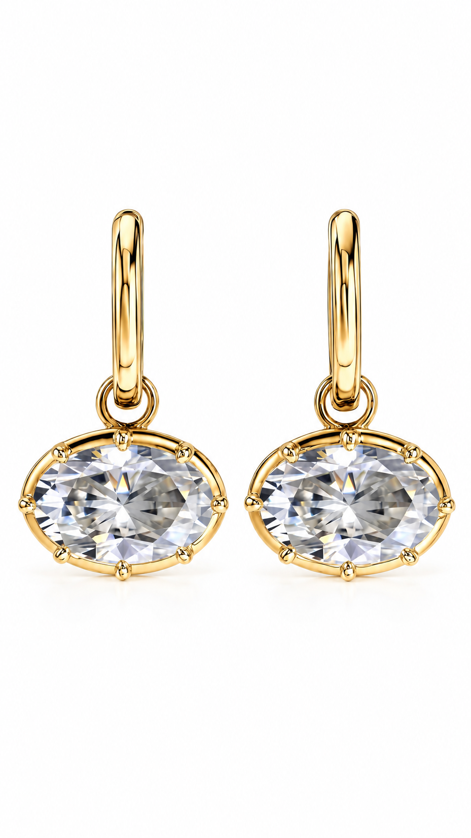 GELATI "LUCE OVALE" DIAMOND LOOP EARRINGS | FL-IF D COLOR LAB MOISSANITE | 925 STERLING SILVER | 18K VERMEIL GOLD