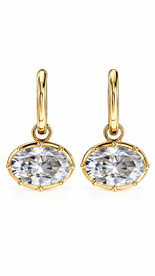 GELATI "LUCE OVALE" DIAMOND LOOP EARRINGS | FL-IF D COLOR LAB MOISSANITE | 925 STERLING SILVER | 18K VERMEIL GOLD