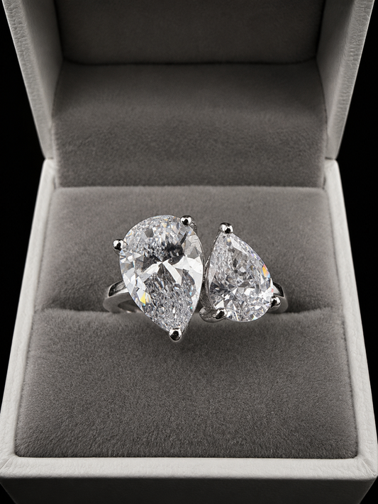 Mixed Baguette & Pear Cut 3Ct Eternity Ring 925 Silver - 18k White Gold Vermeil | FL-IF Moissanite