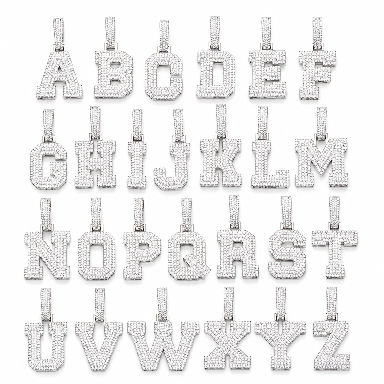 GELATI™ CUSTOM ROMAN DIAMOND LETTER PENDANT | MICRO PAVÉ & TRIPLE SOLID BACK LAYER + FREE SILVER CHAIN