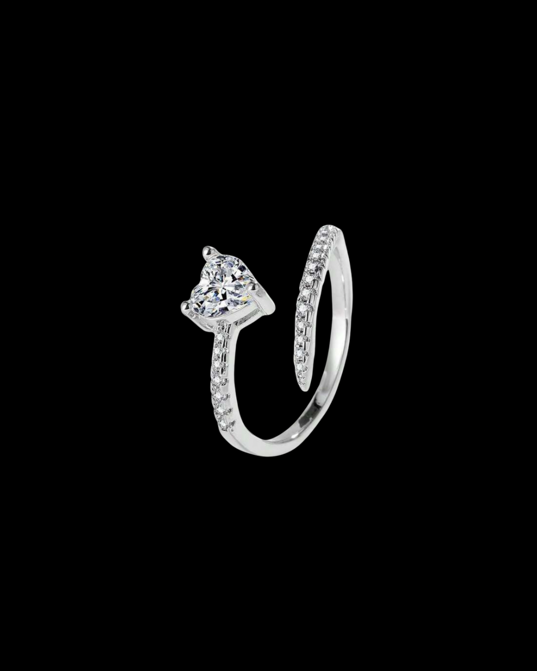 Gelati's Heart Cut Claw Carbon Diamonds Titanium & Vermeil 18k Layers Ring