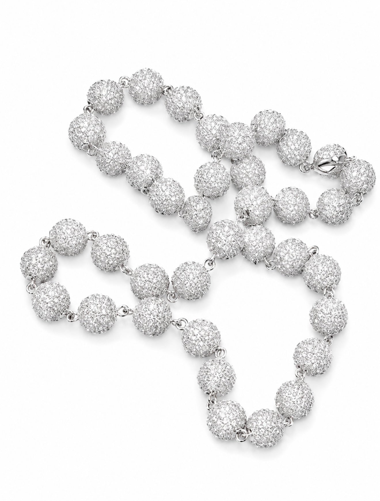 GELATI’S SIGNATURE MICRO PAVE FLAWLESS 10MM DIAMOND BEADS NECKLACE IN STEEL & 18K VERMEIL GOLD INSERTS