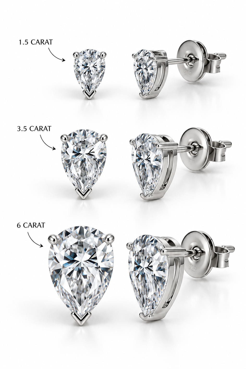 Gelati Bespoke ANGELIC PEAR CUT DIAMOND EARRINGS 
FL-IF | Flawless Lab Moissanite D-Color 3EX Cut | 925 Sterling Silver | 18K Vermeil Gold