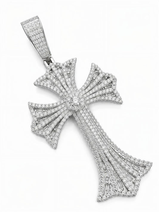 GELATI CHROME DIAMOND CROSS | 925 Sterling Silver | 18K Vermeil Gold | VVS1 | FL-IF Flawless Lab Moissanite