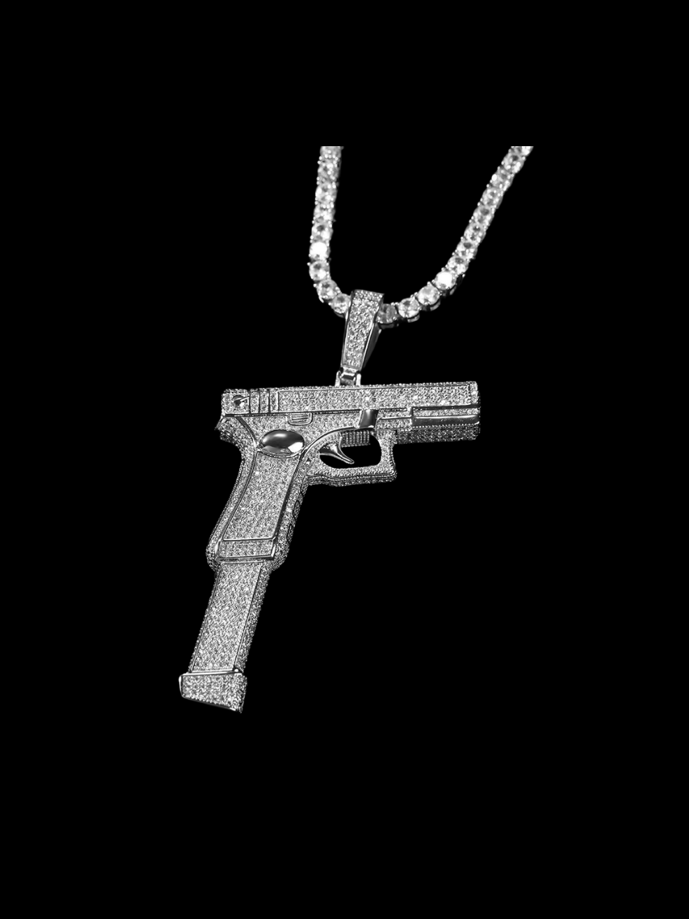 Gelati's Extendo Clip Diamond Pendant in Solid Titanium & Free 925 Silver Rope Chain