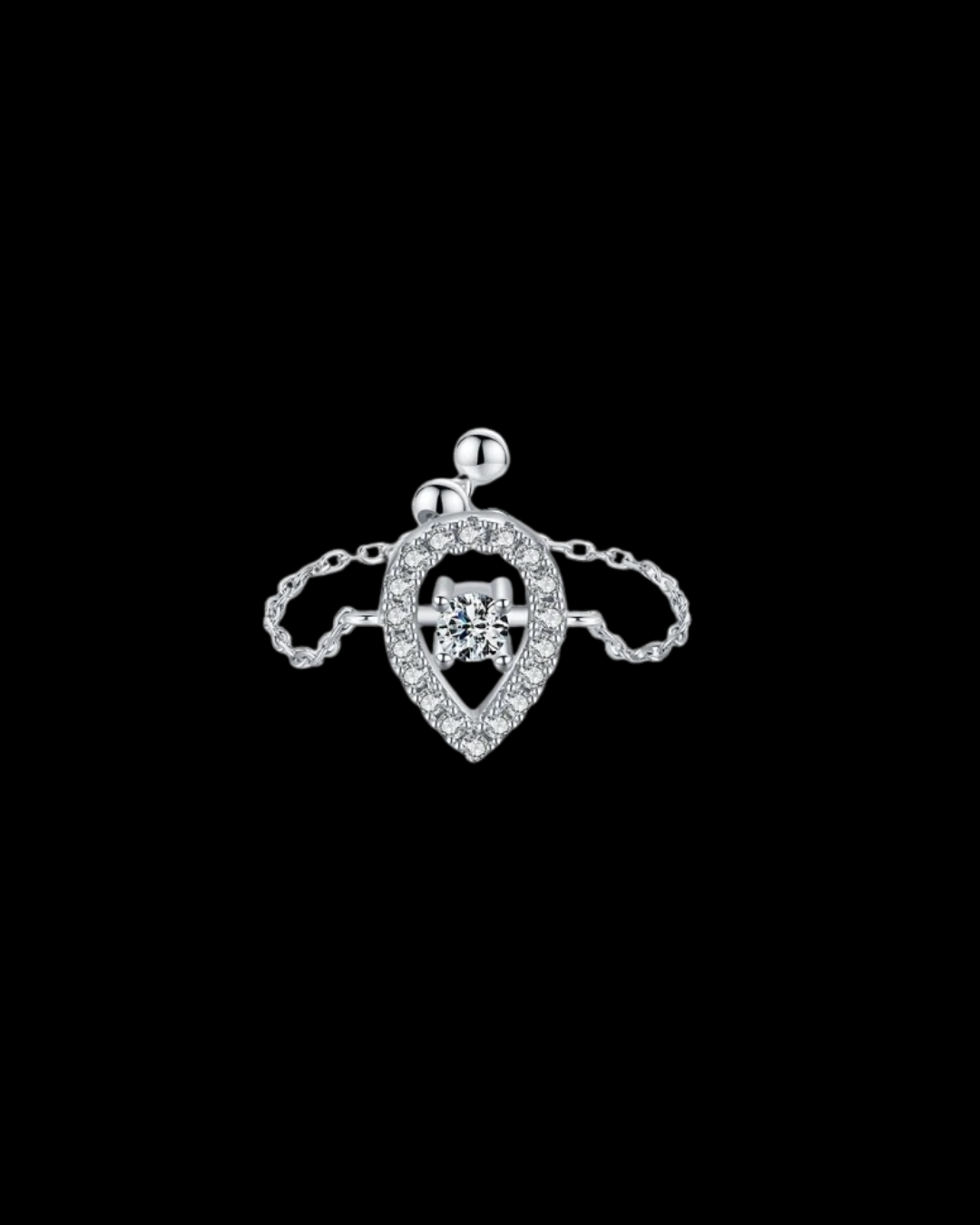 Gelati's Link Halo Ring in VVS1 Moissanite & solid 925 Silver & 18 Vermeil Gold Inserts