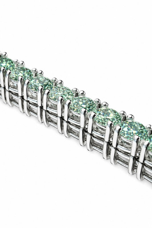 BRACCIALE EMERALD TENNIS BRACELET – GREEN FL-IF MOISSANITE, 925 SILVER & 18K VERMEIL