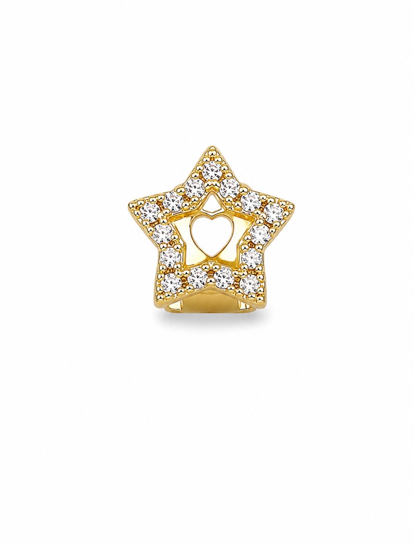 GELATI GRILLZ “LA STAR” STEEL DIAMOND TOOTHCAP SPACER + 18K VERMEIL GOLD INSERTS