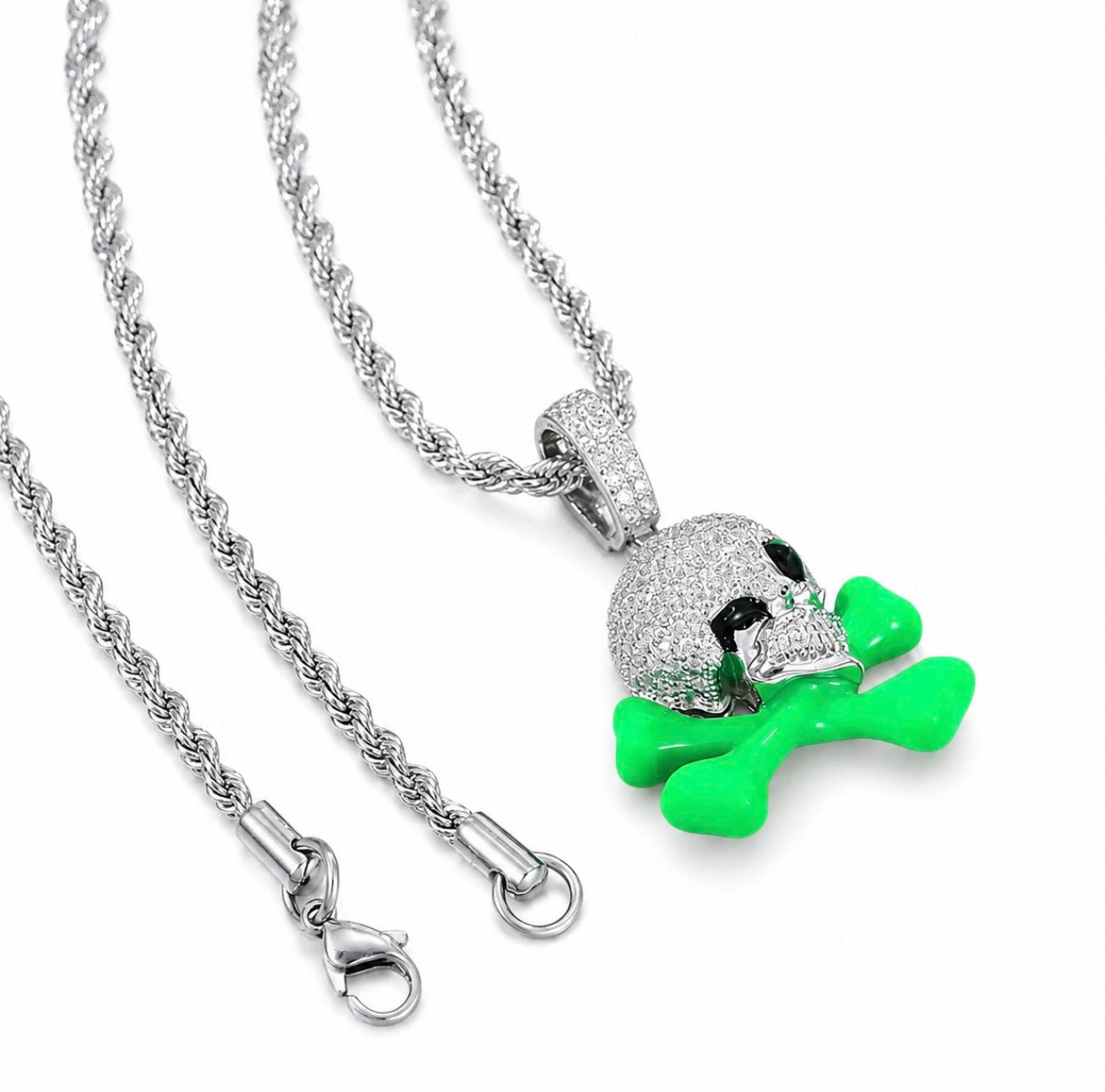 GELATI’S DIAMOND GLOW IN THE DARK SKULL PENDANT IN 925 STERLING SILVER & VVS1 MOISSANITE DIAMONDS