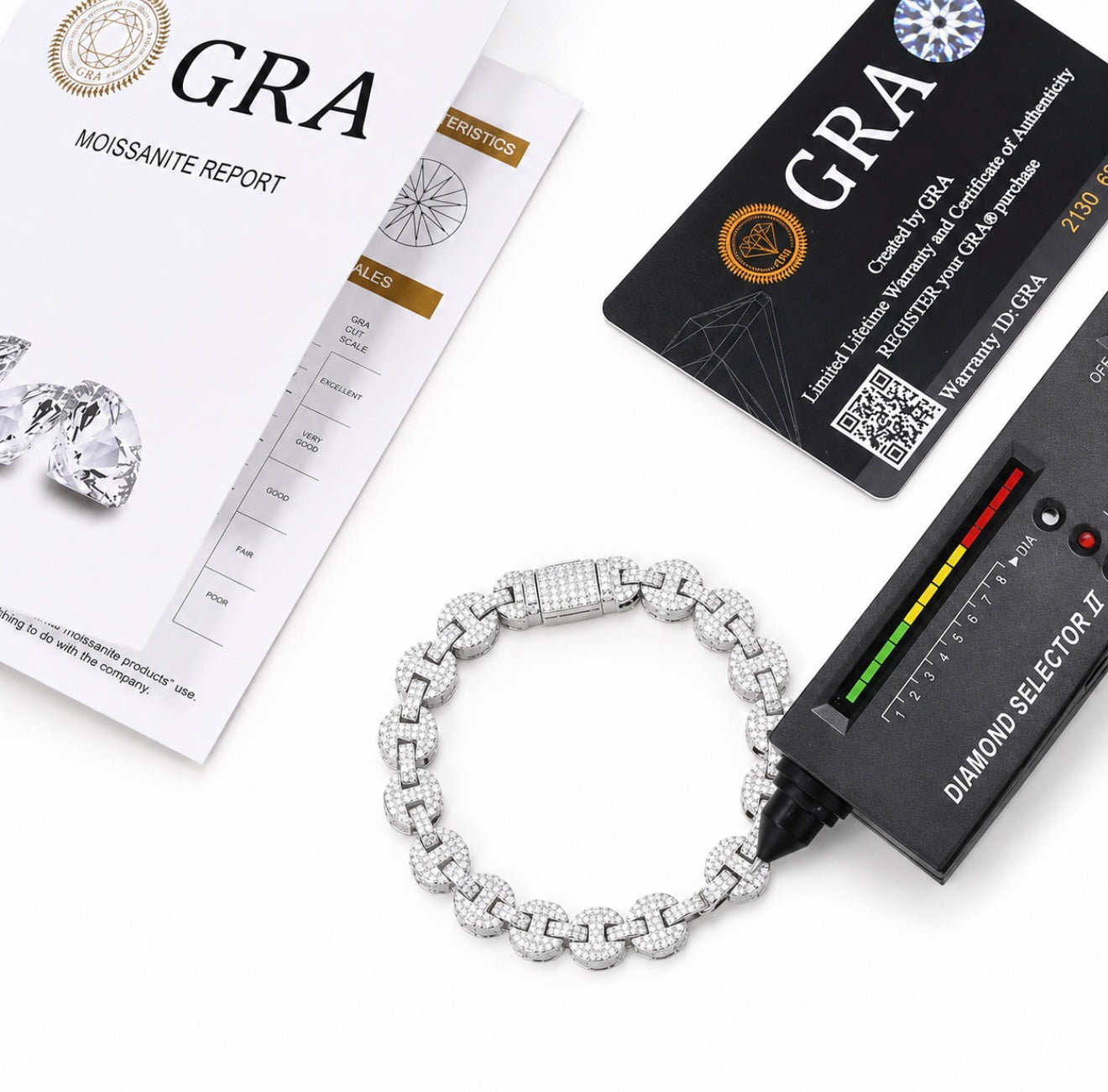 GELATI’S 6MM GUCCI LINK VVS1 DIAMOND BRACELET IN SOLID 925 STERLING SILVER & 18K VERMEIL GOLD