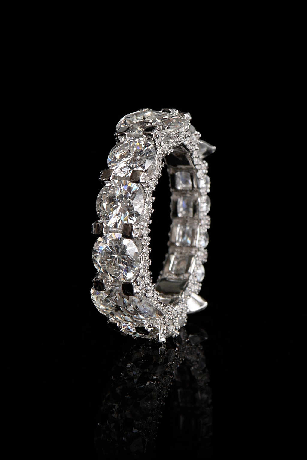 Gelati's "Ice Glacier" FL-IF Lab Moissanite Diamond Hybrid Pear & Diamond Cut Setting Diamond Ring In Solid 925 Silver & 18k Vermeil Gold