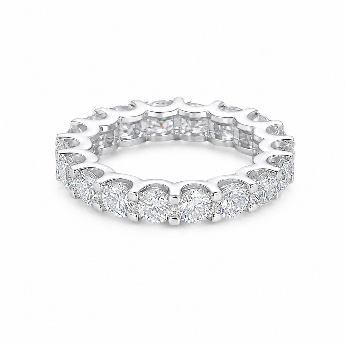 GELATI’S ROUND CUT ETERNITY DIAMOND RING IN 925 SILVER & 18K VERMEIL GOLD