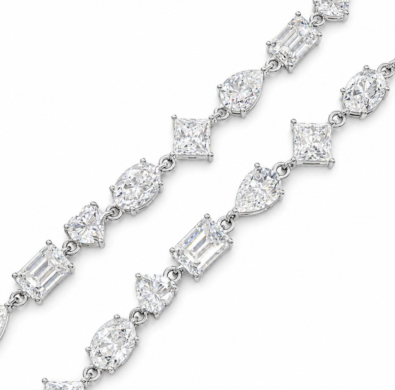 BESPOKE MULTI CUT TENNIS BRACELET – DVVS1/HCD MOISSANITE (PEAR & BAGUETTE), 925 SILVER & 18K VERMEIL GOLD