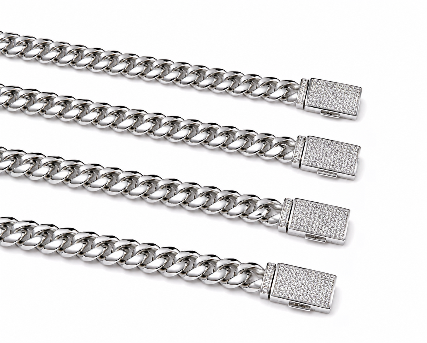 AXIOM LOCK CUBAN BRACELET – FL–IF MOISSANITE, SILVER/TITANIUM & 18K VERMEIL