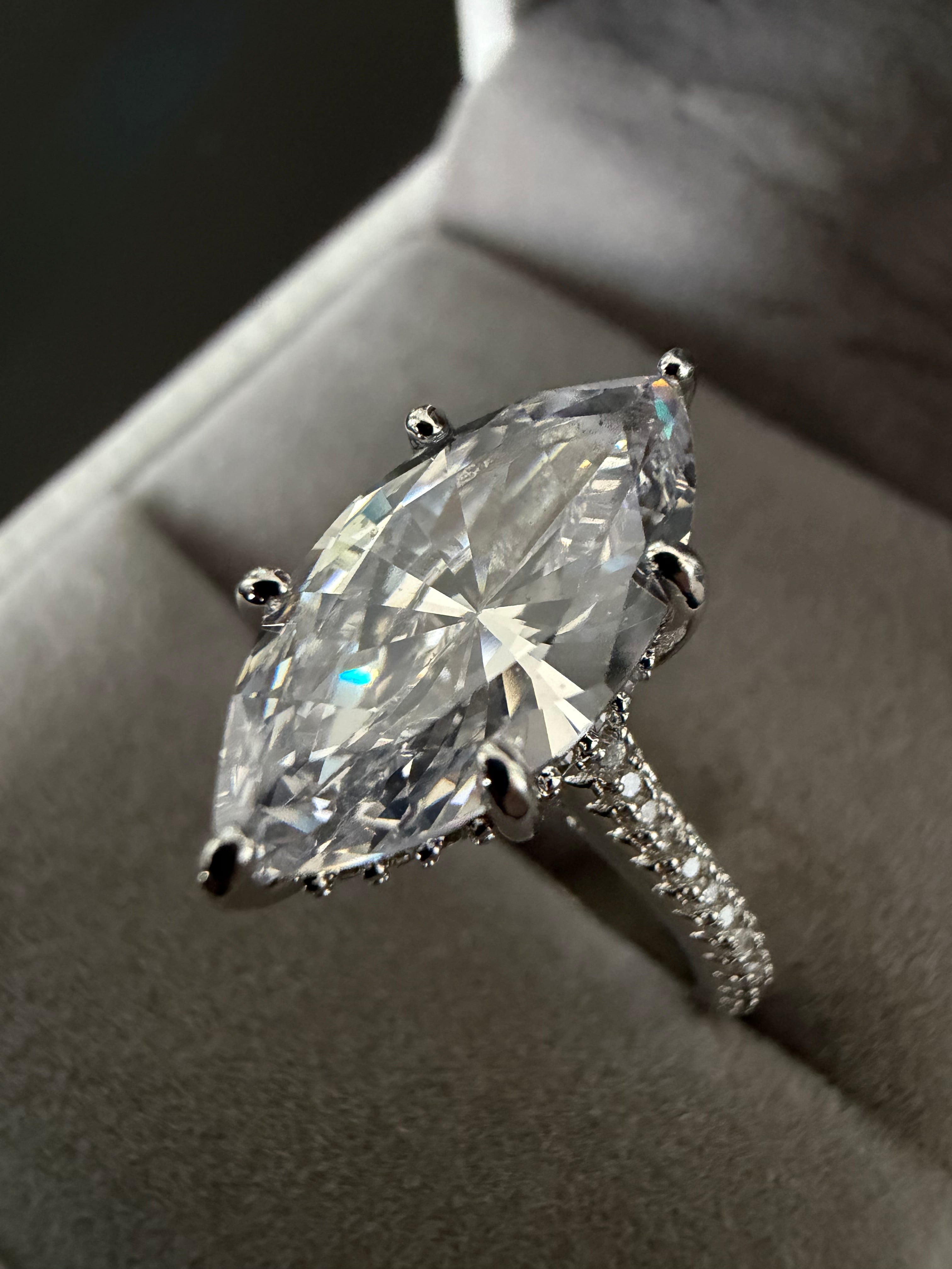 Dragonclaw Marquise Ring – 3CTW FL-IF Moissanite, 925 Silver & 18K Vermeil