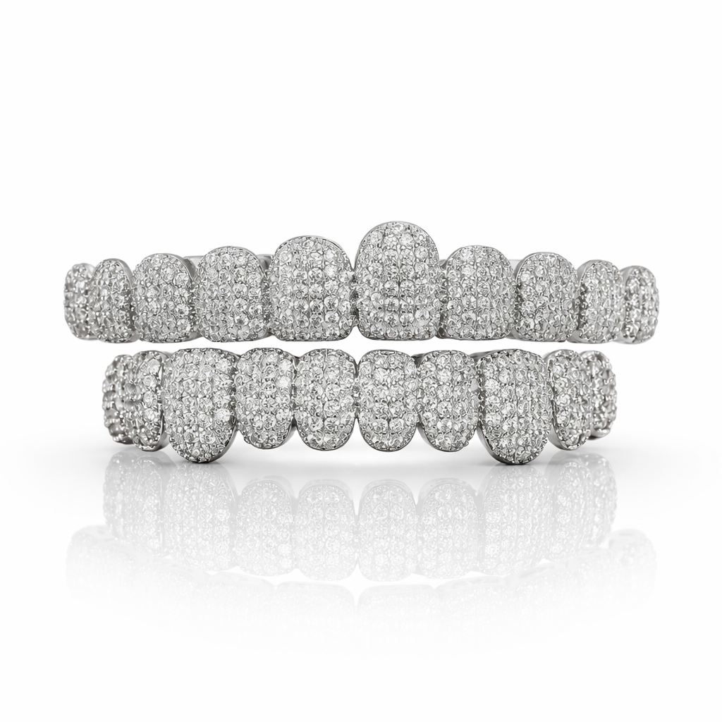 HoneyComb Invisible Cut Grillz – Titanium, Carbon Diamonds & 18K Vermeil