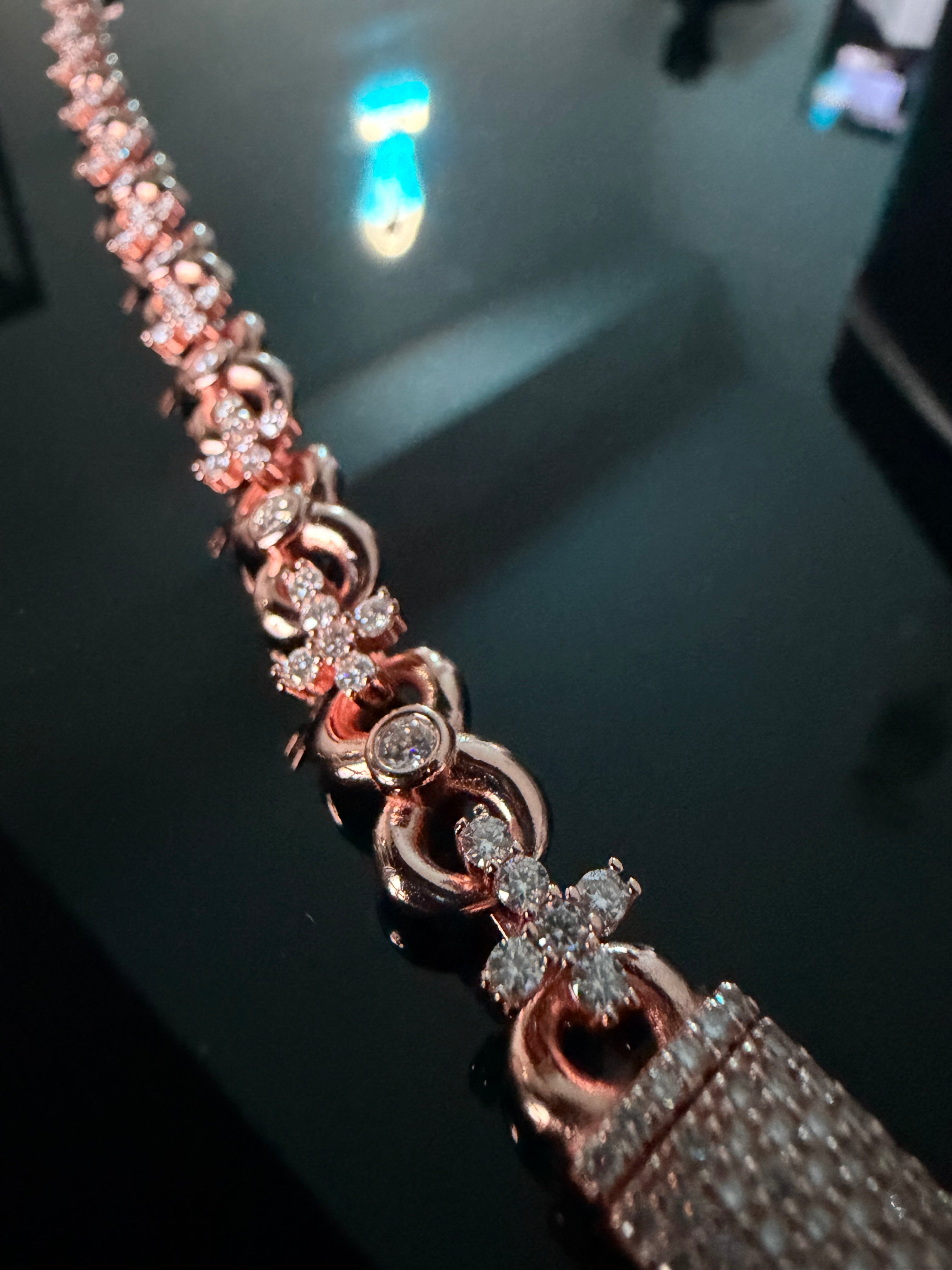 Gelati's "Immortal" Infinity Link & Cross FL -IF Lab Moissanite Diamond Bracelet in 18K Vermeil Rose Gold & 925 Sterling Silver