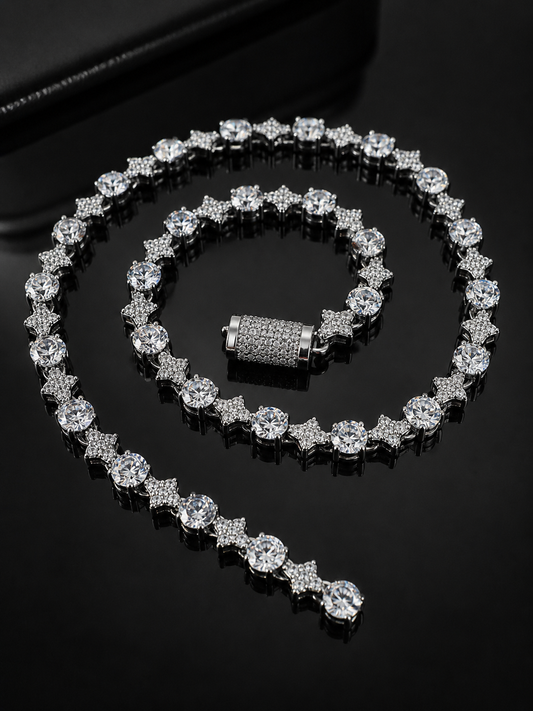 Starchain Tennis Necklace – FL-IF/CB Moissanite, 925 Silver & 14K Vermeil