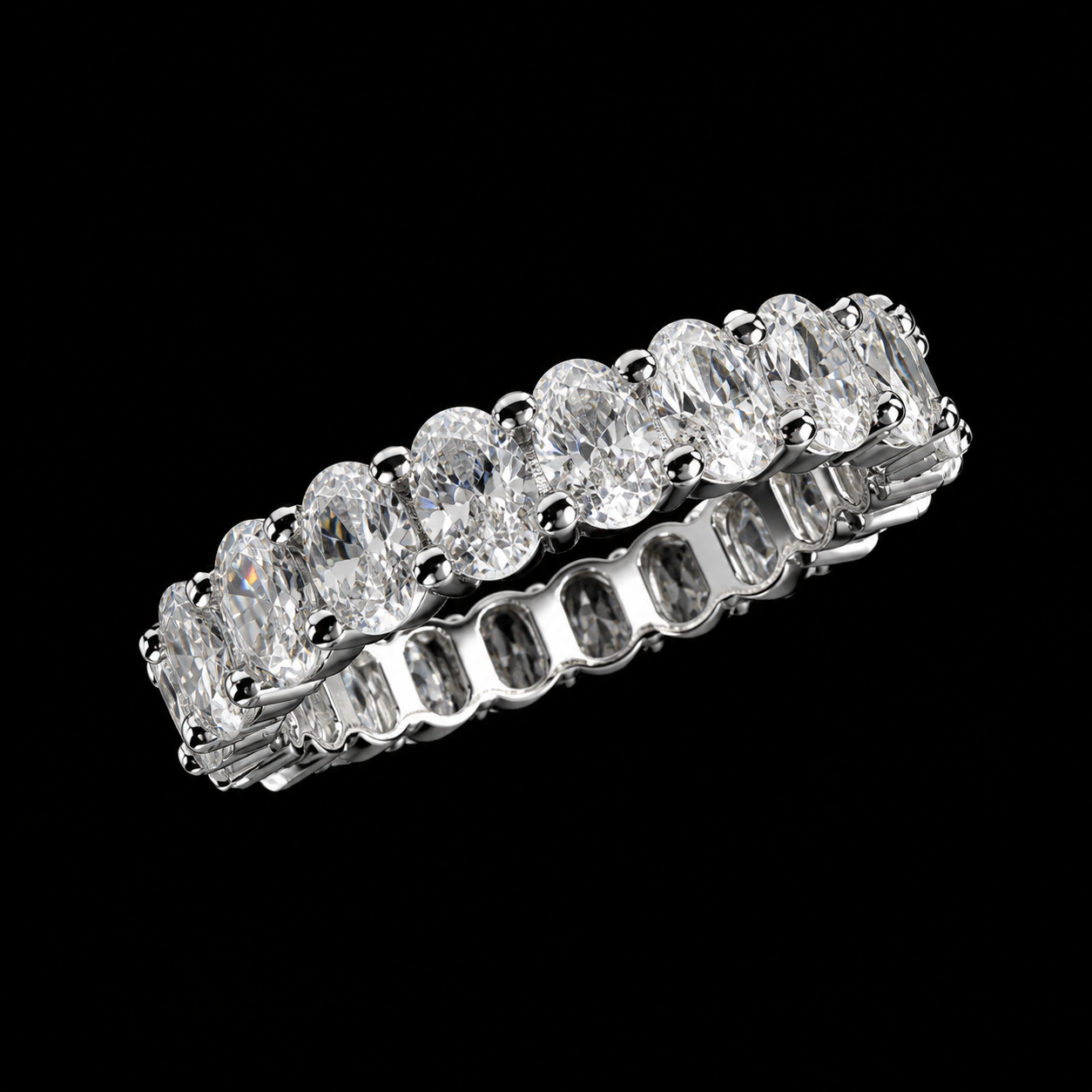 Sottozero Oval Eternity Ring – DVVS1/CB Moissanite, 925 Silver & 18k Vermeil