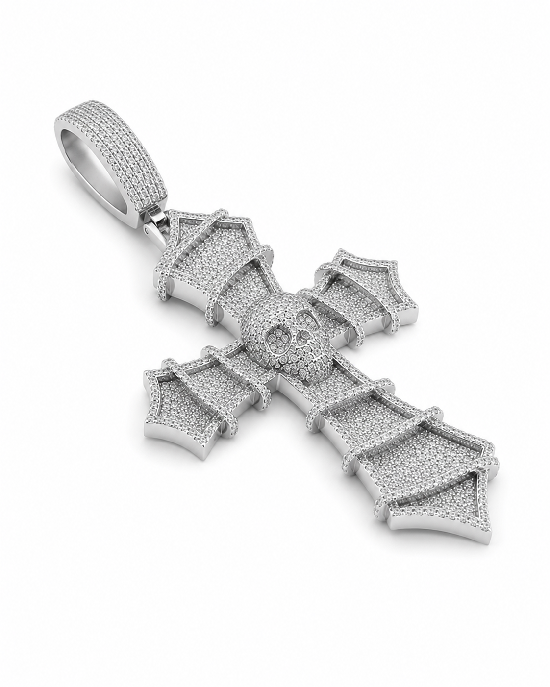 GELATI LIMITED | DIAMOND DEMON CROSS PENDANT – FL–IF LAB GROWN MOISSANITE & 18K VERMEIL 925 SILVER