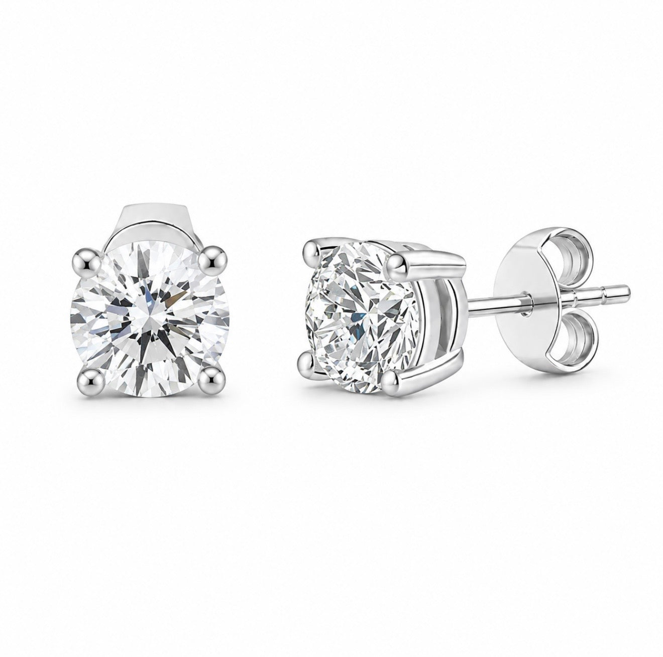 GELATI’S 14K VERMEIL GOLD & 925 STERLING SILVER VS1 D-COLOR 3EX LAB DIAMOND SOLITAIRE STUDS – 1.00CTW IGI CERTIFIED