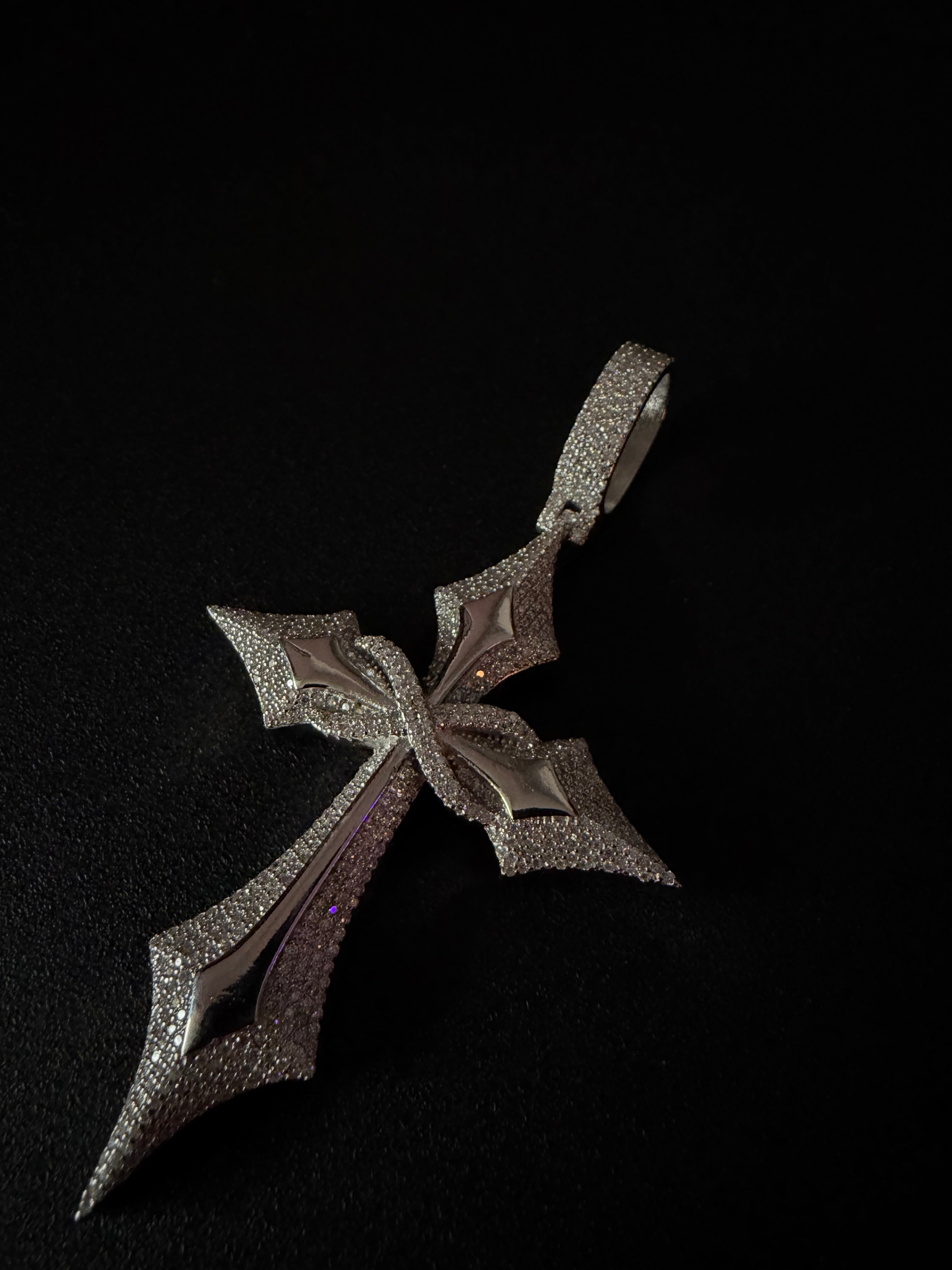 Gelati's Bespoke Infinity Crucifix IF-FL Lab Moissanite Diamond Pendant in Solid 925 Sterling Silver & 18 Vermeil Gold