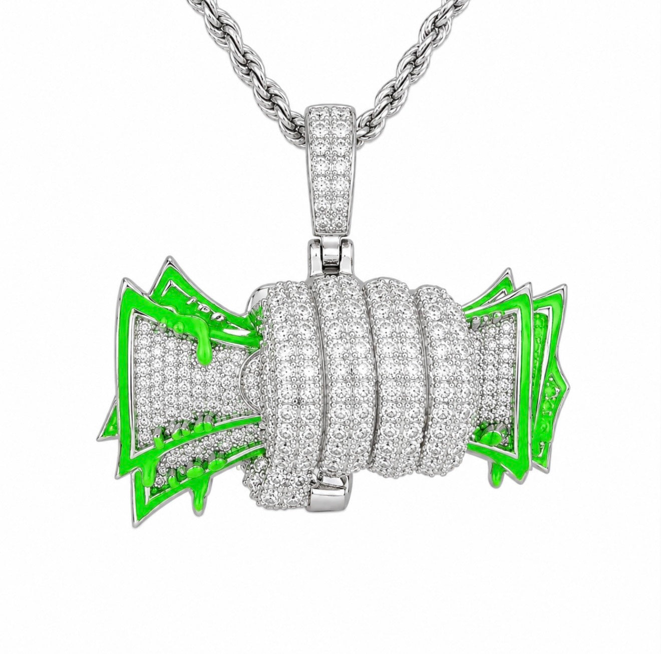 GELATI’S EXCLUSIVE “GRAB THAT STACK” VVS1 & GLOW IN THE DARK ENAMEL IN 925 STERLING SILVER & 18K VERMEIL GOLD