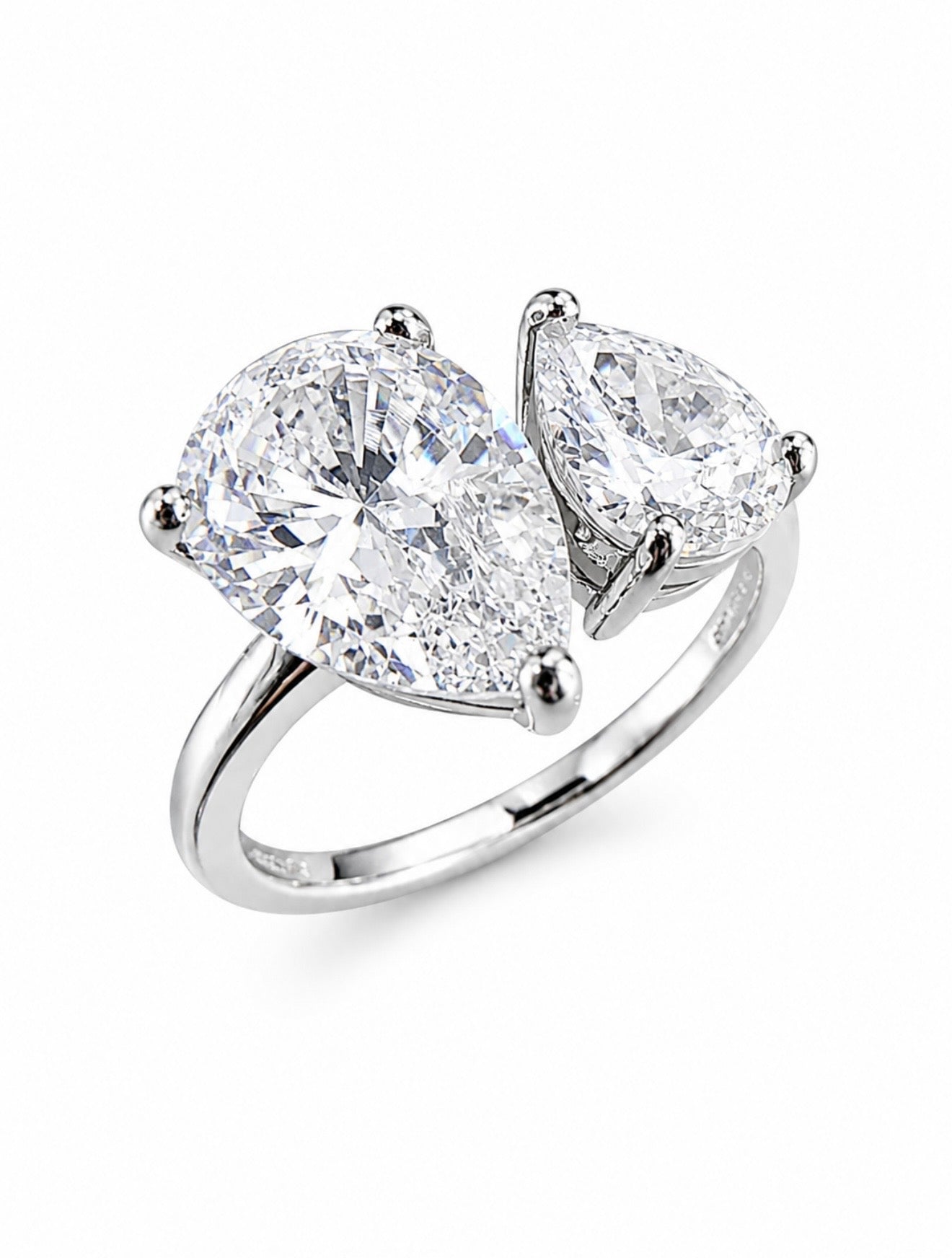 MIXED BAGUETTE & PEAR CUT 3CT ETERNITY RING 925 SILVER - 18K WHITE GOLD VERMEIL | FL-IF MOISSANITE