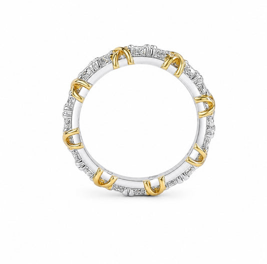 GELATI’S DIAMOND “GOLDEN CROSS” ETERNITY RING IN 925 STERLING SILVER & 18K VERMEIL GOLD