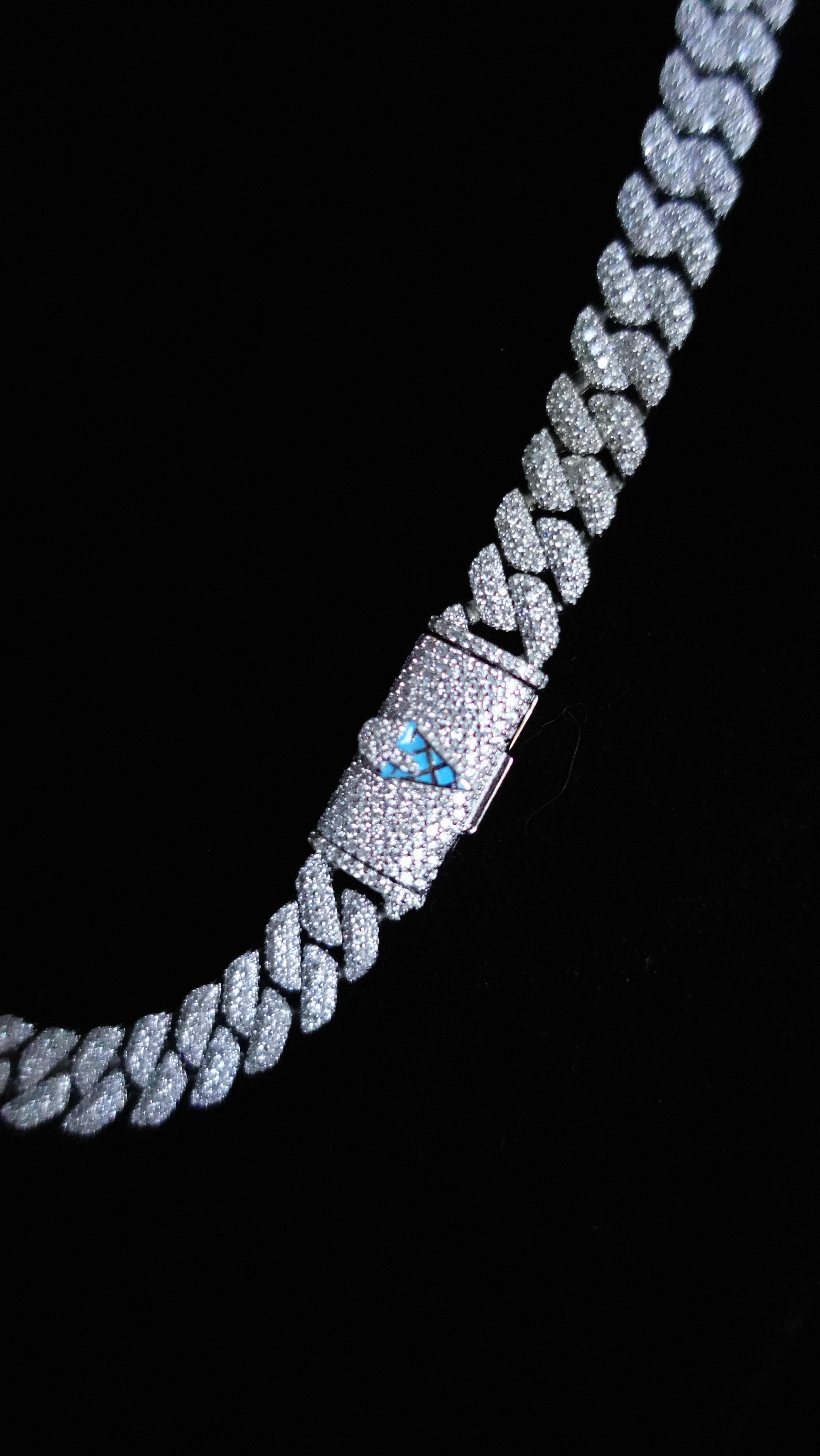 Gelati's Bespoke 12MM Miami Moon Link FL-IF 28CT Lab Moissanite Diamond Cuban Chain In Solid 925 Sterling Silver & 18k Vermeil Gold