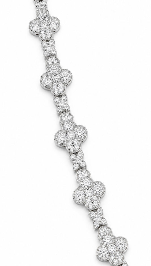 SPECIALE STAR CROSS LINK NECKLACE – 20CTW FL-IF MOISSANITE, 925 SILVER & 18K WHITE VERMEIL