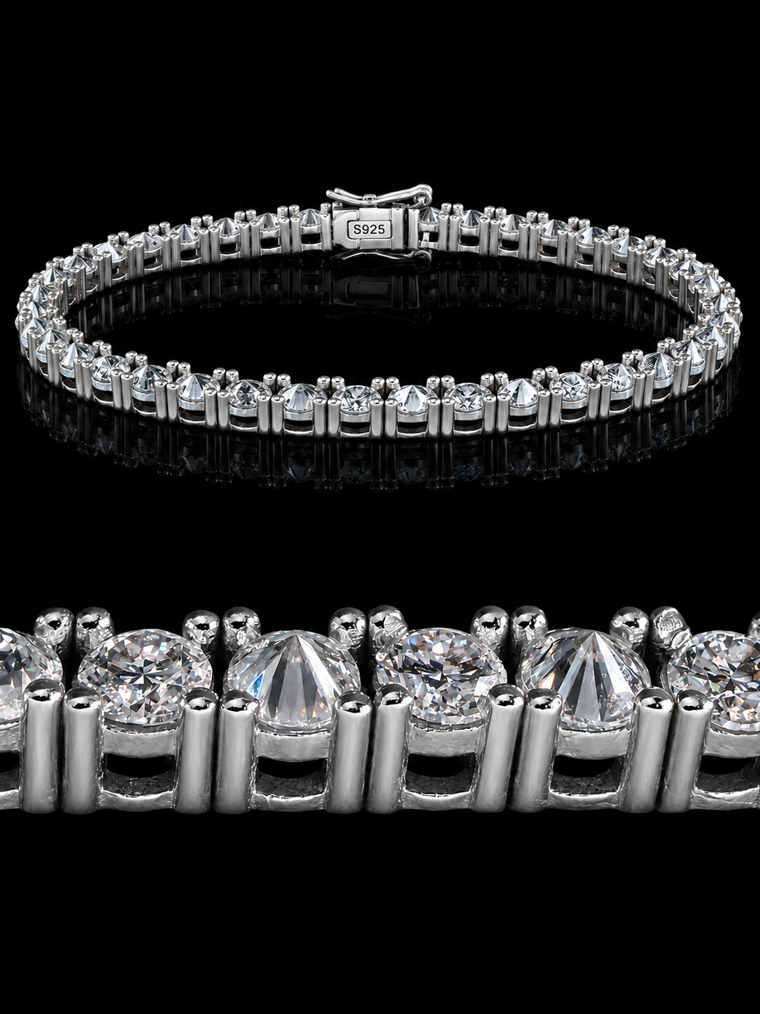 "La Punizione" Spiked Diamonds™ FL–IF D/F Lab Moissanite Tennis Bracelet – 18K Vermeil Gold & 925 Sterling Silver