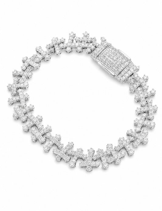 DOUBLE CROSS BRACELET – CARBON DIAMONDS, TITANIUM & 18K VERMEIL