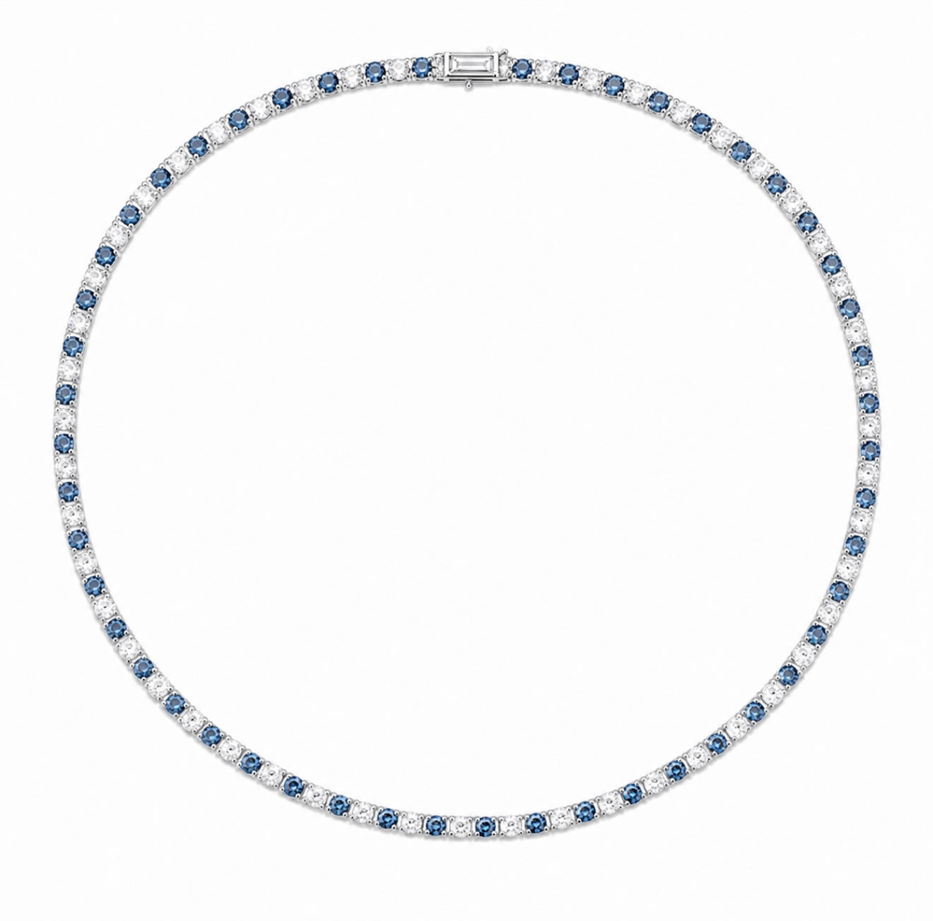 GELATI’S BLUE SAPPHIRE “LUCE DI NOTTE” TENNIS CHAIN & BRACELET – FEATURING SYNTHETIC SAPPHIRES & 18K VERMEIL GOLD INSERTS